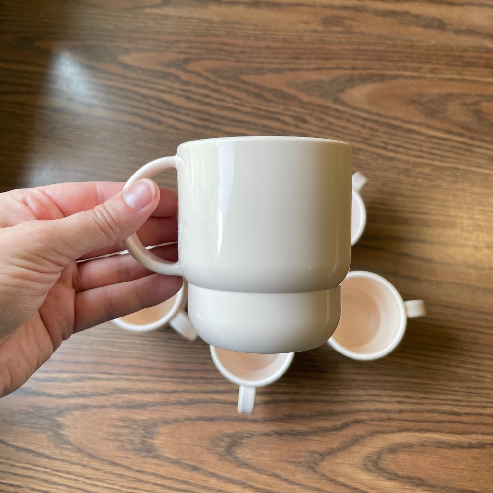 Vintage Tupperware Pink Stacking Coffee Cups (6)